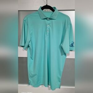 Men's Light Aqua Performance Polo Shirt - Classic Short Sleeve